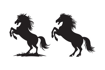 Rearing Horse Silhouette Vector Wild Stallion Black Clipart Design