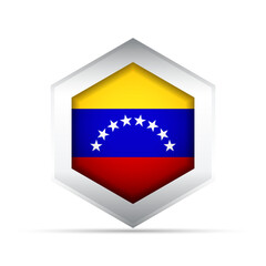 Venezuela Flag in Hexagon Shape – 3D-Style Vector Icon with Stars and Tricolor