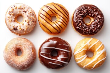 Various donuts isolated on white