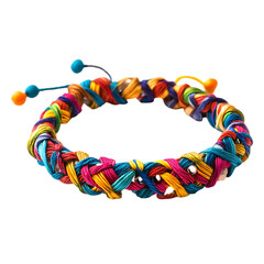 Vibrant Woven Anklet with Chunky Interlaced Threads Isolated on Transparent Background