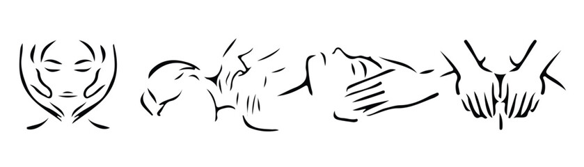Hot Stone Massage Icon Stock Set