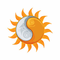 Naklejka premium Yin Yang Sun Symbol. Vector image
