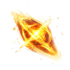 A Glowing Plasma Core Arrow with Swirling Solar Wind Isolated on Transparent Background