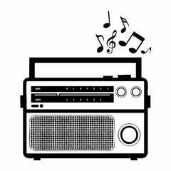 Vintage Radio with Musical NotesVector image