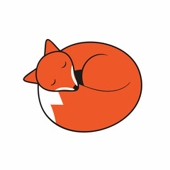 Obraz premium Sleeping Fox Vector Illustration. Vector image