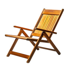 Modern Fold Away Wooden Beach Chair with a Sleek De Isolated on Transparent Background