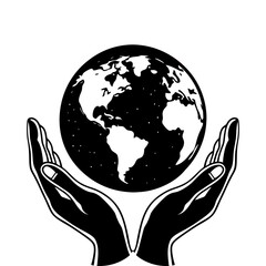Clean Minimalist Earth in Hands Vector Illustration