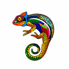 Mosaic Chameleon IllustrationVector image