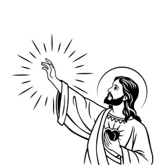 Minimalist Black and White Art of Jesus Vector Illustration