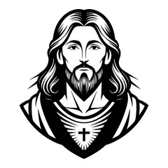 Modern Stylized Portrait of Jesus Christ Vector Illustration