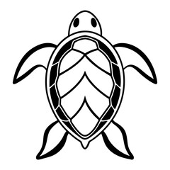 Sea Turtle Silhouette Icon – Hand-Sketched Vector Art Design