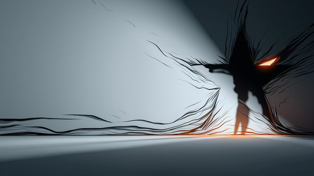 Shadowy star in abstract horror style and dramatic lighting for posters, dark fantasy blogs, thriller book covers, fear awareness, and digital storytelling visuals