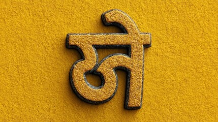 Devanagari Letter on Gold Background.