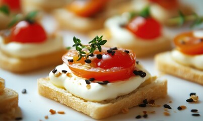 Office catering with assorted canap&eacute;s. AI generated illustration.