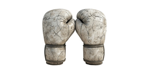Worn Vintage Boxing Gloves Symbolizing Strength And Resilience Isolated On Transparent Background