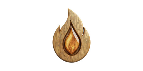 Wooden Flame Icon. Symbol Of Energy, Warmth, And Natural Elements Isolated On Transparent Background