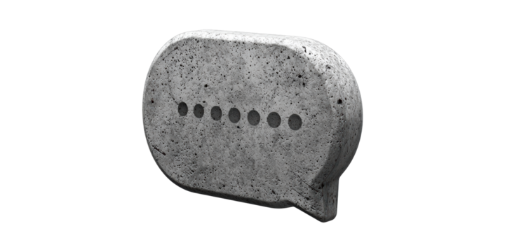 Concrete Speech Bubble Sculpture. Symbolizing Communication And Strength In Modern Design Isolated On Transparent Background