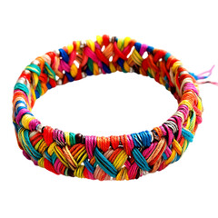 Vibrant Woven Anklet with Bold Interlaced Tropical Design Isolated on Transparent Background
