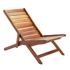 Modern Foldable Wooden Beach Chair with a Sleek Design Isolated on Transparent Background