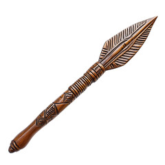 A Carved Wooden Arrow with Apache Gaan Dancers Spir Isolated on Transparent Background