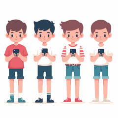 Fototapeta premium vector sheet young man playing cellphone funny cool