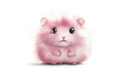 Cute hamster with fluffy body and big eyes, watercolor style. AI generated illustration.