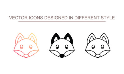 Fox icon design with white background stock illustration