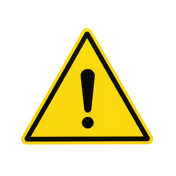 Yellow warning triangle sign isolated on transparent background