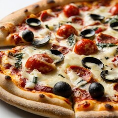 pizza with salami and mushrooms