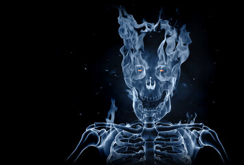 Skull ghost made of smoke isolated on black