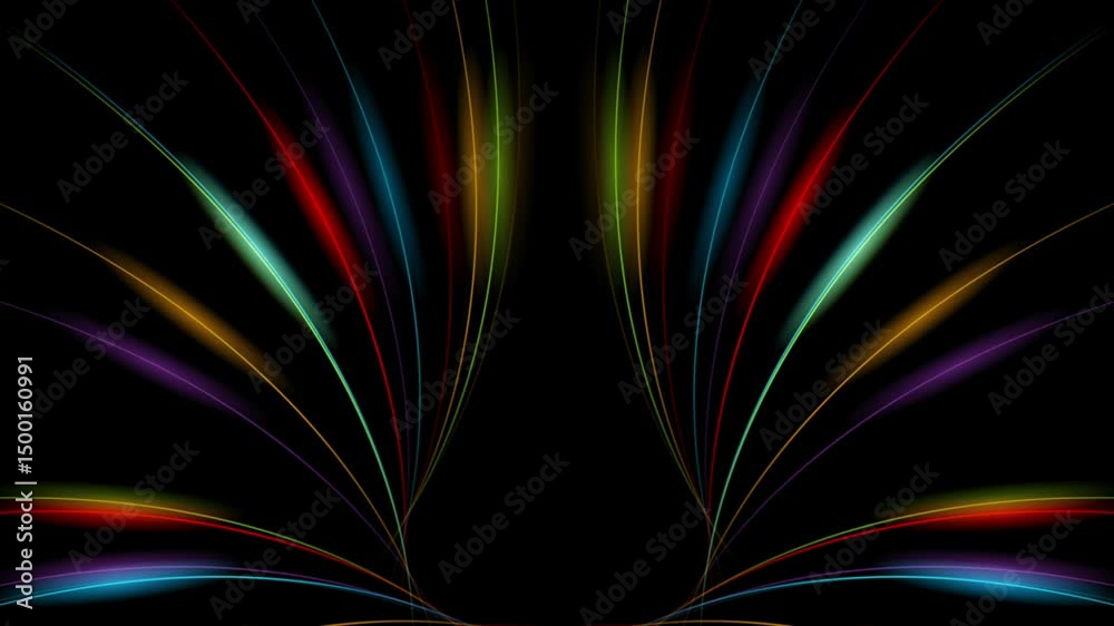 Poster colorful minimal glowing wavy lines rays abstract futuristic tech background. seamless looping conce