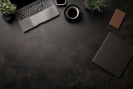 workplace for a man with a computer in dark shades
