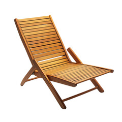 Minimalist Reclining Wooden Beach Chair with a Slee Isolated on Transparent Background