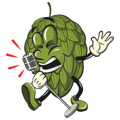 vintage hops vektor illustration mascot character singing with great emotion, work of hand drawn