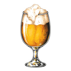 Craft beer served in a frosty glass with foam