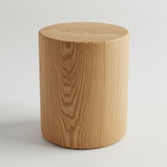 Wooden cylindrical stool furniture on white background