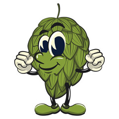 vintage hops vektor illustration mascot character be healthy and strong enough to become a champion, work of hand drawn