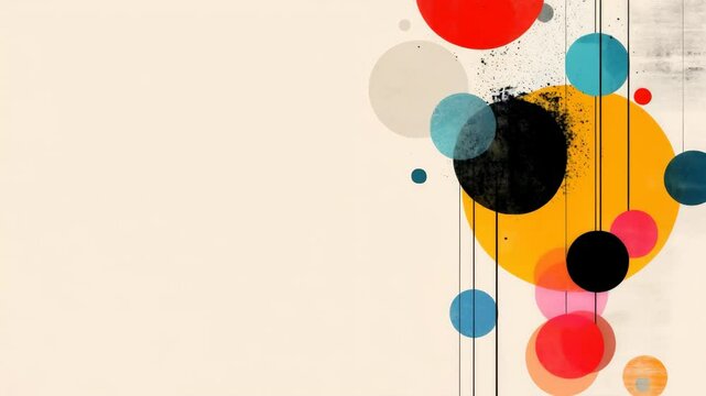 ABSTRACT GEOMETRIC COMPOSITION COLORFUL Circles Overlapping Beage Background. Modern Art Design Elements Creative Pattern. CONTEMPORY MINIMALIST Concept
