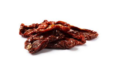 Delicious sun dried tomatoes isolated on white