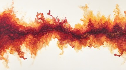 Abstract fiery orange and red flowing paint artwork