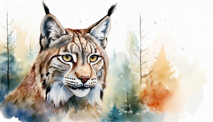 Obraz premium Luchs im Aquarell – wild und elegant in zarten Farben