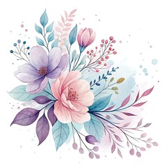 Fototapeta premium Abstract Nature-Inspired Floral Watercolor Design white background