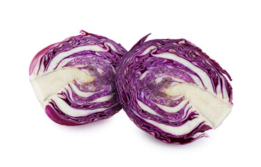 Cut fresh red cabbage isolated on white