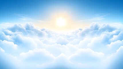 Heavenly Sunrise Above Cloudscape: Serene Aerial View