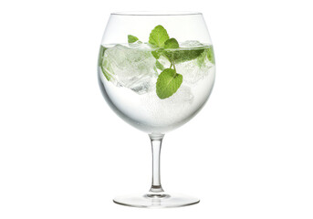 Refreshing gin and tonic with mint garnish isolated on a white background, Png Transparent Background
