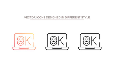 Resolution 8k icon design with white background stock illustration