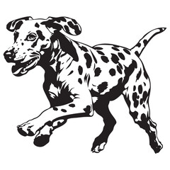 Dalmatian Dog silhouette Vector illustration. dalmatian line art silhouette vector