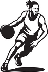 Sports player dribbling ball, basketball movement graphic