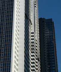 Modern skyscrapers against blue sky