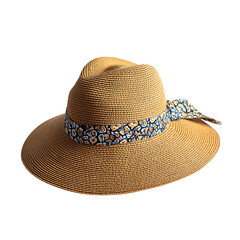 Contemporary Wide Brim Sun Hat with a Sculpted Form Isolated on Transparent Background
